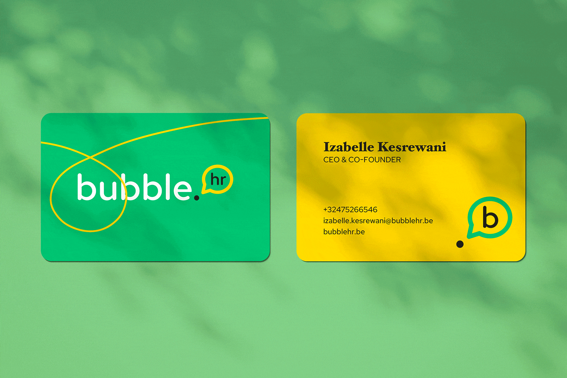 Animation des cartes de visite de Bubble HR